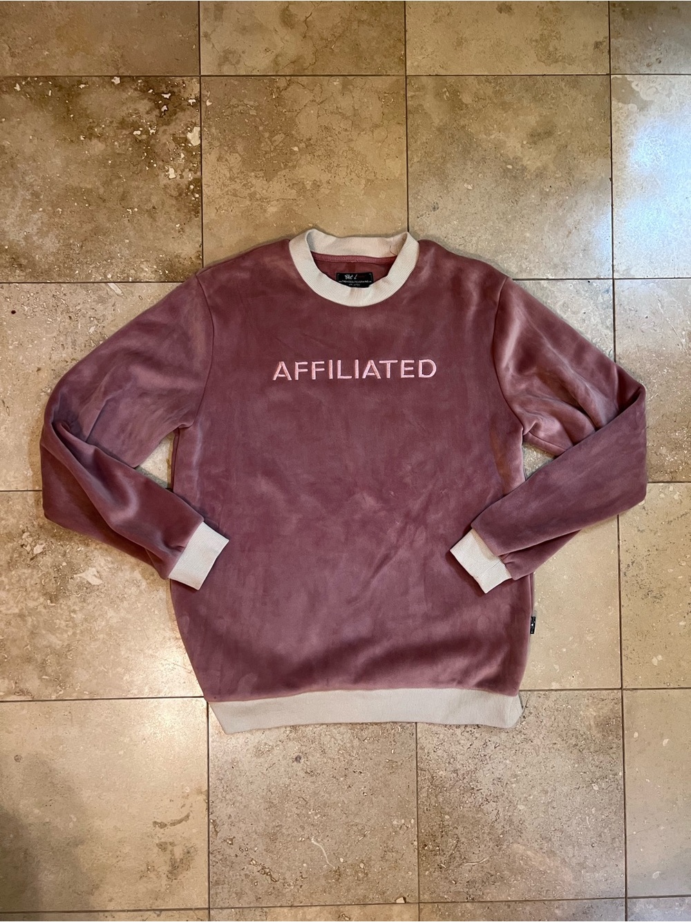 THC Dusty Rose Crewneck with Cream Trim